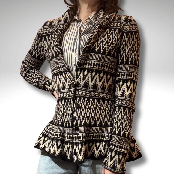 Ralph Lauren LRL Fair Isle Knit Peplum Hem Lambswool Cardigan Jacket Size S - Picture 7 of 7